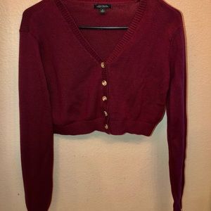 maroon cardigan